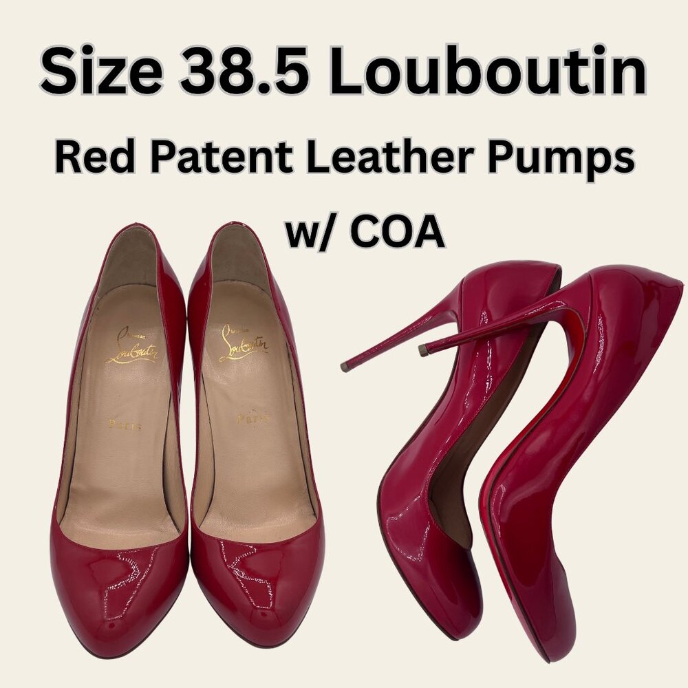 Louboutin Red Patent Leather Heels – 38.5 (w/ COA)